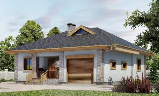 130-006-П Проект одноэтажного дома, гараж, небольшой домик из пеноблока Белокуриха | Проекты домов от House Expert