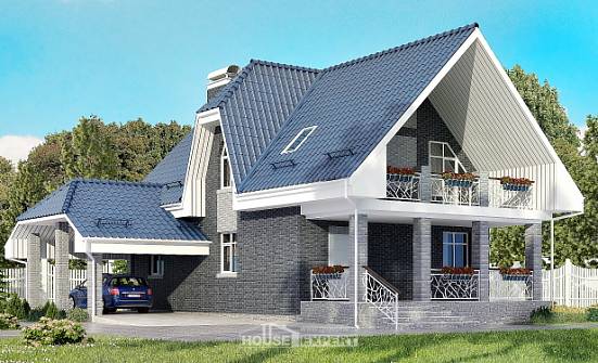 125-002-Л Проект двухэтажного дома мансардный этаж, гараж, доступный дом из твинблока Камень-на-Оби | Проекты домов от House Expert
