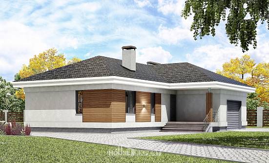 165-001-П Проект одноэтажного дома и гаражом, экономичный дом из керамзитобетонных блоков Заринск | Проекты домов от House Expert