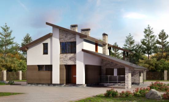 200-010-П Проект двухэтажного дома с мансардным этажом и гаражом, просторный домик из бризолита Заринск | Проекты домов от House Expert