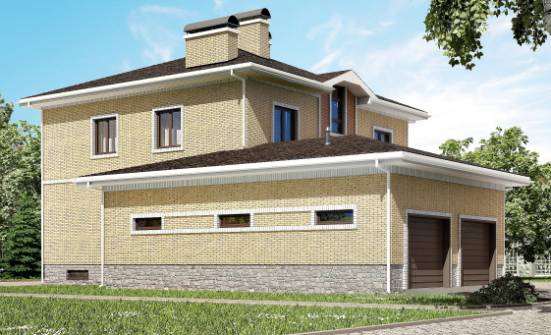 350-002-Л Проект трехэтажного дома и гаражом, красивый коттедж из кирпича Рубцовск | Проекты домов от House Expert