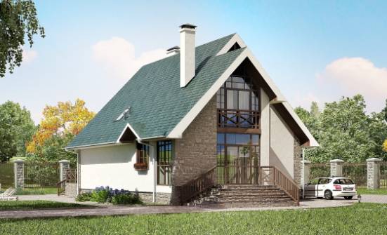 170-003-Л Проект двухэтажного дома мансардой, современный домик из газобетона Барнаул | Проекты домов от House Expert
