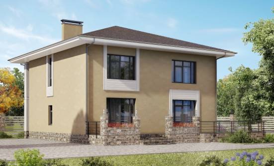 180-015-Л Проект двухэтажного дома, небольшой загородный дом из поризованных блоков Белокуриха | Проекты домов от House Expert