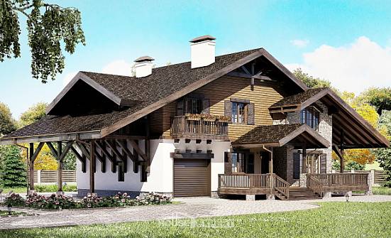 270-001-Л Проект двухэтажного дома мансардой, гараж, средний загородный дом из кирпича Бийск | Проекты домов от House Expert