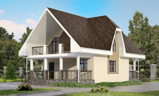 125-001-Л Проект двухэтажного дома с мансардным этажом, простой загородный дом из поризованных блоков Рубцовск | Проекты домов от House Expert