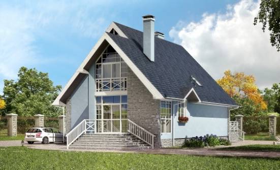 170-003-П Проект двухэтажного дома с мансардным этажом, простой загородный дом из газобетона Бийск | Проекты домов от House Expert