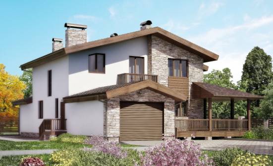 220-001-П Проект двухэтажного дома с мансардным этажом, гараж, красивый домик из бризолита Белокуриха | Проекты домов от House Expert