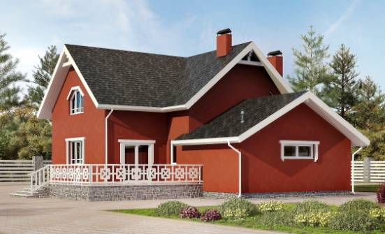 180-013-Л Проект двухэтажного дома мансардой и гаражом, компактный дом из бризолита Бийск | Проекты домов от House Expert