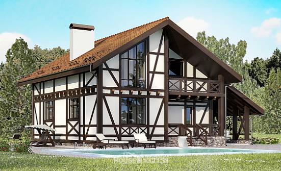 155-002-П Проект двухэтажного дома с мансардой и гаражом, простой загородный дом из теплоблока Камень-на-Оби | Проекты домов от House Expert