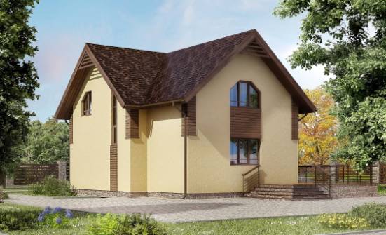 150-009-Л Проект двухэтажного дома с мансардой, уютный коттедж из керамзитобетонных блоков Белокуриха | Проекты домов от House Expert
