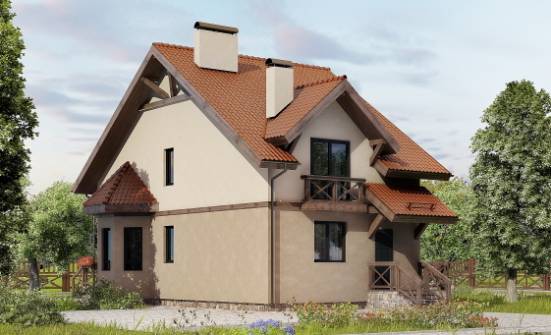 120-003-Л Проект двухэтажного дома с мансардой, компактный коттедж из теплоблока Яровое | Проекты домов от House Expert