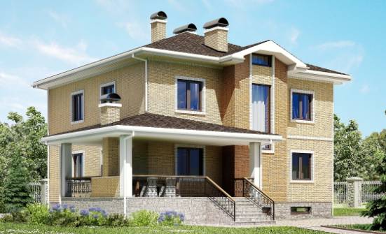 350-002-Л Проект трехэтажного дома и гаражом, красивый коттедж из кирпича Рубцовск | Проекты домов от House Expert