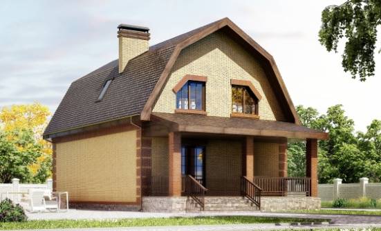 130-005-Л Проект двухэтажного дома с мансардным этажом, небольшой домик из бризолита Новоалтайск | Проекты домов от House Expert