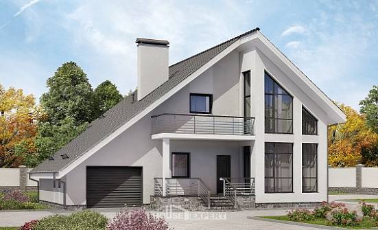 200-007-Л Проект двухэтажного дома мансардой и гаражом, современный загородный дом из твинблока Заринск | Проекты домов от House Expert