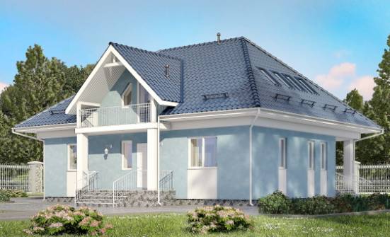 200-002-П Проект двухэтажного дома с мансардой, классический домик из твинблока Барнаул | Проекты домов от House Expert