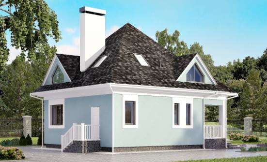 110-001-Л Проект двухэтажного дома с мансардным этажом, скромный дом из блока Белокуриха | Проекты домов от House Expert
