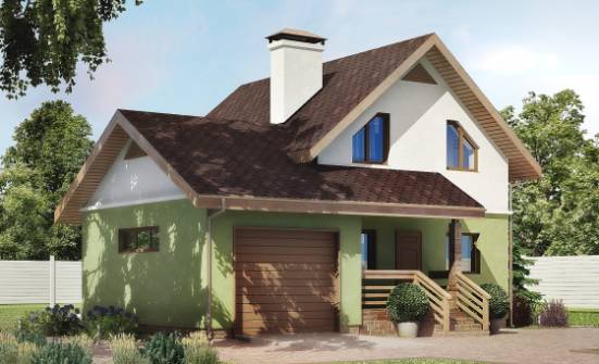 120-002-П Проект двухэтажного дома с мансардой, гараж, скромный коттедж из арболита Камень-на-Оби | Проекты домов от House Expert