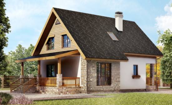 140-001-Л Проект двухэтажного дома с мансардой, уютный загородный дом из бризолита Новоалтайск | Проекты домов от House Expert