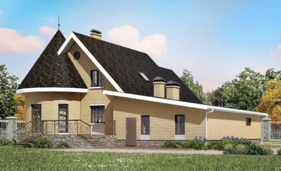 250-001-Л Проект двухэтажного дома с мансардой и гаражом, современный коттедж из твинблока Рубцовск | Проекты домов от House Expert