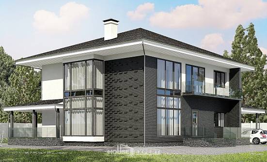 245-002-П Проект двухэтажного дома и гаражом, средний дом из пеноблока Белокуриха | Проекты домов от House Expert