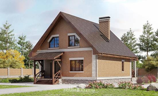 160-011-Л Проект двухэтажного дома с мансардным этажом, недорогой коттедж из пеноблока Заринск | Проекты домов от House Expert