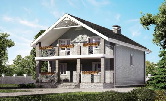 150-007-П Проект двухэтажного дома с мансардой, бюджетный загородный дом из арболита Белокуриха | Проекты домов от House Expert