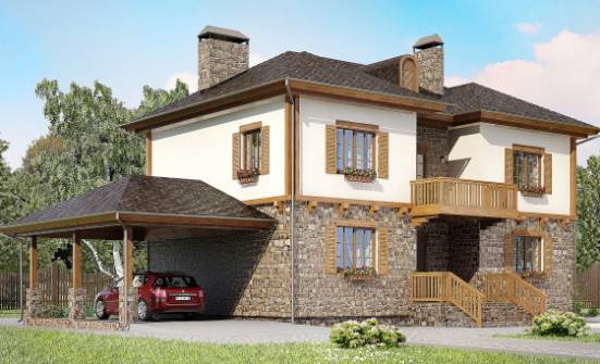 155-006-Л Проект двухэтажного дома, гараж, экономичный коттедж из теплоблока Белокуриха | Проекты домов от House Expert