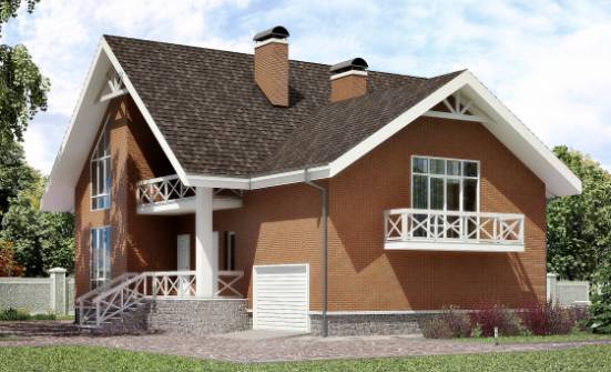 215-001-П Проект двухэтажного дома мансардный этаж, гараж, просторный загородный дом из блока Бийск | Проекты домов от House Expert