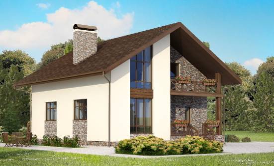 155-001-П Проект двухэтажного дома с мансардным этажом и гаражом, классический домик из арболита Заринск | Проекты домов от House Expert