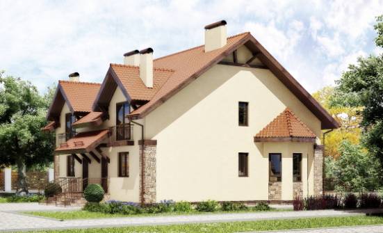240-001-П Проект двухэтажного дома с мансардой, классический загородный дом из газобетона Новоалтайск | Проекты домов от House Expert