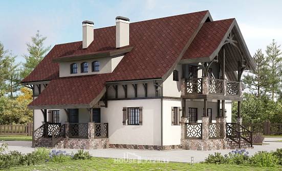 180-014-П Проект двухэтажного дома с мансардным этажом, небольшой коттедж из арболита Заринск | Проекты домов от House Expert