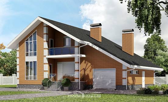 190-006-П Проект двухэтажного дома мансардный этаж и гаражом, просторный коттедж из теплоблока Яровое | Проекты домов от House Expert