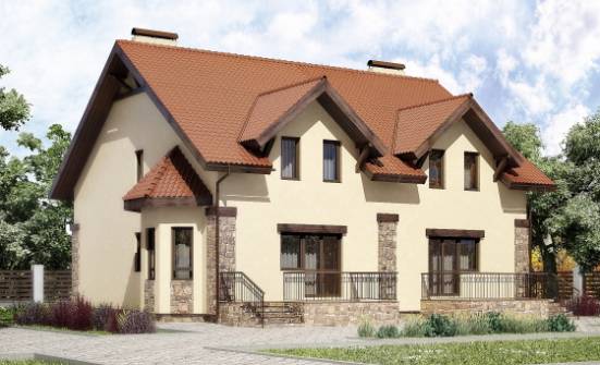 240-001-П Проект двухэтажного дома с мансардой, классический загородный дом из газобетона Новоалтайск | Проекты домов от House Expert