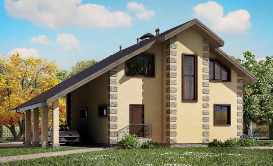 150-003-П Проект двухэтажного дома с мансардным этажом и гаражом, компактный загородный дом из арболита Заринск | Проекты домов от House Expert