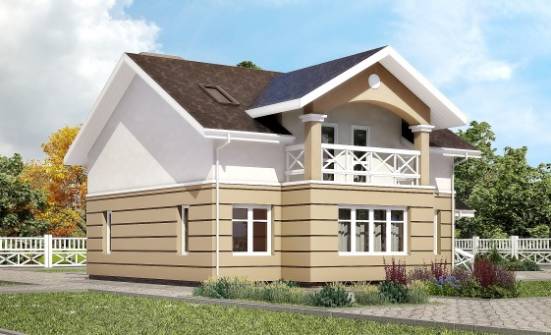 155-009-П Проект двухэтажного дома с мансардой, небольшой домик из керамзитобетонных блоков Белокуриха | Проекты домов от House Expert