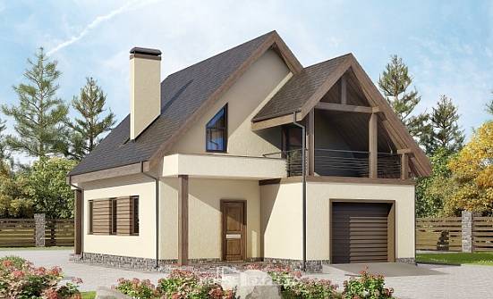 120-005-Л Проект двухэтажного дома мансардой, гараж, небольшой домик из газобетона Новоалтайск | Проекты домов от House Expert