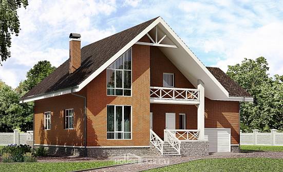215-001-П Проект двухэтажного дома мансардный этаж, гараж, просторный загородный дом из блока Бийск | Проекты домов от House Expert
