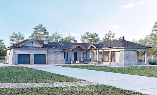 280-004-Л Проект одноэтажного дома и гаражом, уютный загородный дом из газосиликатных блоков Бийск | Проекты домов от House Expert