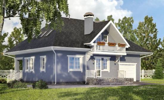 200-001-П Проект двухэтажного дома с мансардой и гаражом, средний дом из блока Барнаул | Проекты домов от House Expert
