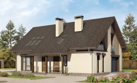 185-005-Л Проект двухэтажного дома с мансардой, гараж, просторный домик из арболита Заринск | Проекты домов от House Expert