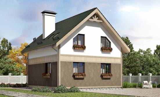 105-001-Л Проект двухэтажного дома с мансардным этажом, недорогой загородный дом из теплоблока Белокуриха | Проекты домов от House Expert