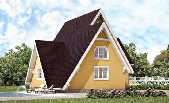 155-008-П Проект двухэтажного дома с мансардным этажом, скромный загородный дом из дерева Белокуриха | Проекты домов от House Expert