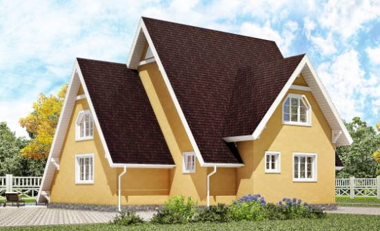 155-008-П Проект двухэтажного дома с мансардным этажом, скромный загородный дом из дерева Белокуриха | Проекты домов от House Expert