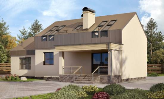 150-015-Л Проект двухэтажного дома мансардный этаж, гараж, классический домик из теплоблока Яровое | Проекты домов от House Expert