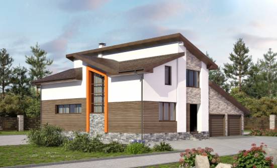 240-004-П Проект двухэтажного дома мансардный этаж, гараж, средний загородный дом из твинблока Камень-на-Оби | Проекты домов от House Expert