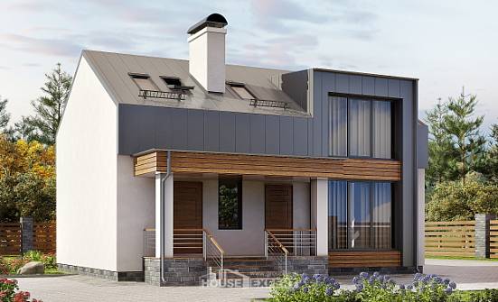 120-004-П Проект двухэтажного дома мансардный этаж, уютный коттедж из газосиликатных блоков Бийск | Проекты домов от House Expert