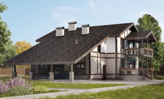 250-002-П Проект двухэтажного дома с мансардным этажом, гараж, просторный дом из кирпича Бийск | Проекты домов от House Expert