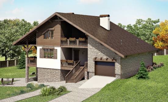 300-003-П Проект трехэтажного дома мансардой и гаражом, просторный коттедж из кирпича Барнаул | Проекты домов от House Expert
