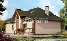 180-010-П Проект двухэтажного дома с мансардой, гараж, современный загородный дом из пеноблока Белокуриха, House Expert