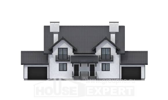 290-003-П Проект двухэтажного дома с мансардным этажом, уютный дом из блока Камень-на-Оби, House Expert